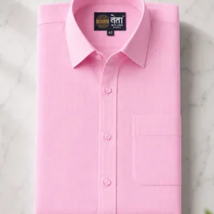Neta Cotton Men's Baby Pink Cotton Linen Blend Casual Shirt | Premium Soft Fabric