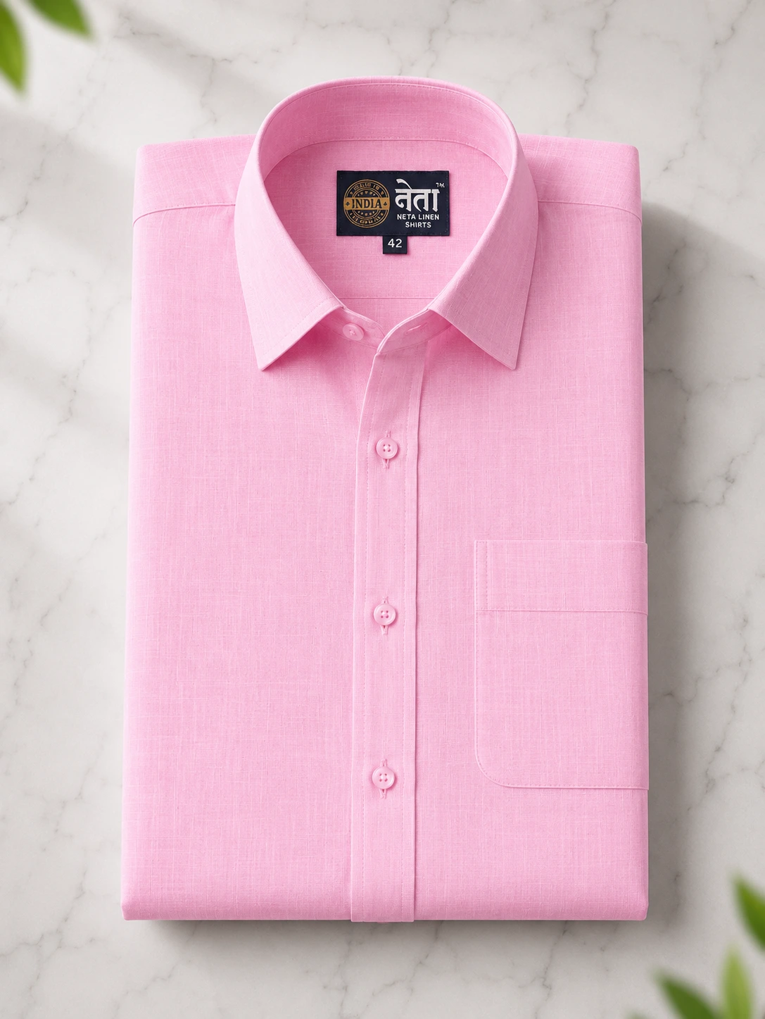 Neta Cotton Men's Baby Pink Cotton Linen Blend Casual Shirt | Premium Soft Fabric