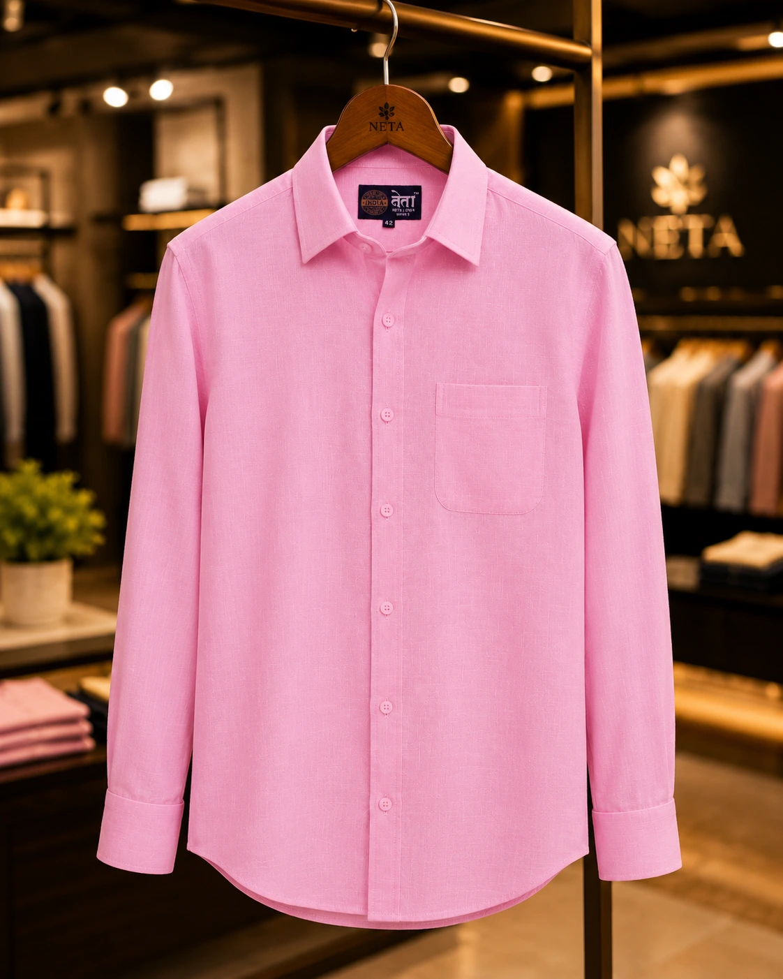 Neta Cotton Men’s Baby Pink Cotton Linen Blend Casual Shirt | Premium Soft Fabric Neta Cotton Men's Baby Pink Cotton Linen Blend Casual Shirt | Premium Soft Fabric