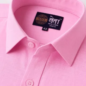 Neta Cotton Men's Baby Pink Cotton Linen Blend Casual Shirt | Premium Soft Fabric