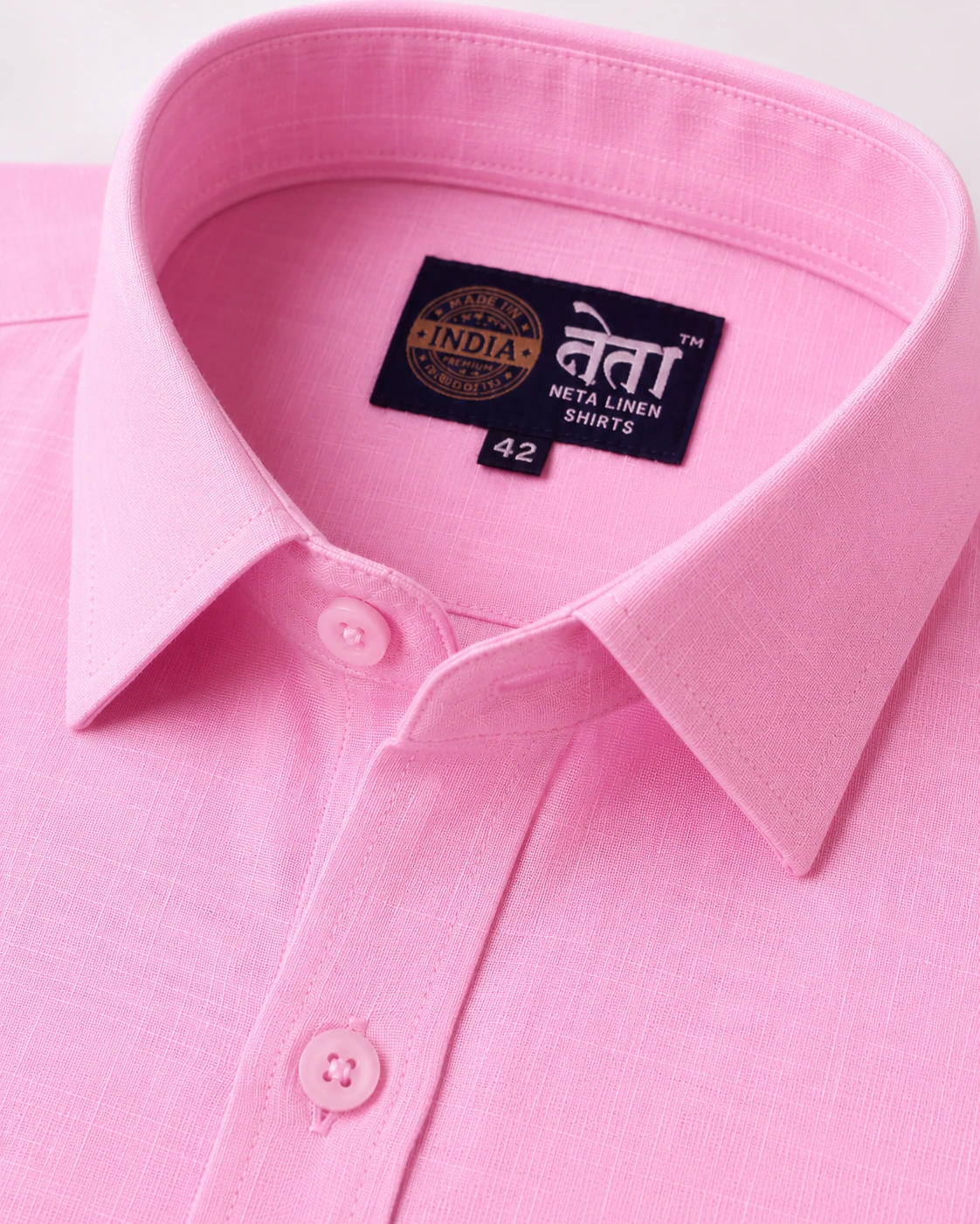 Neta Cotton Men’s Baby Pink Cotton Linen Blend Casual Shirt | Premium Soft Fabric Neta Cotton Men's Baby Pink Cotton Linen Blend Casual Shirt | Premium Soft Fabric