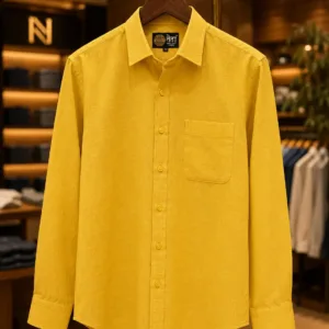 Neta Cotton Mustard Yellow Cotton Linen Blend Shirt for Men