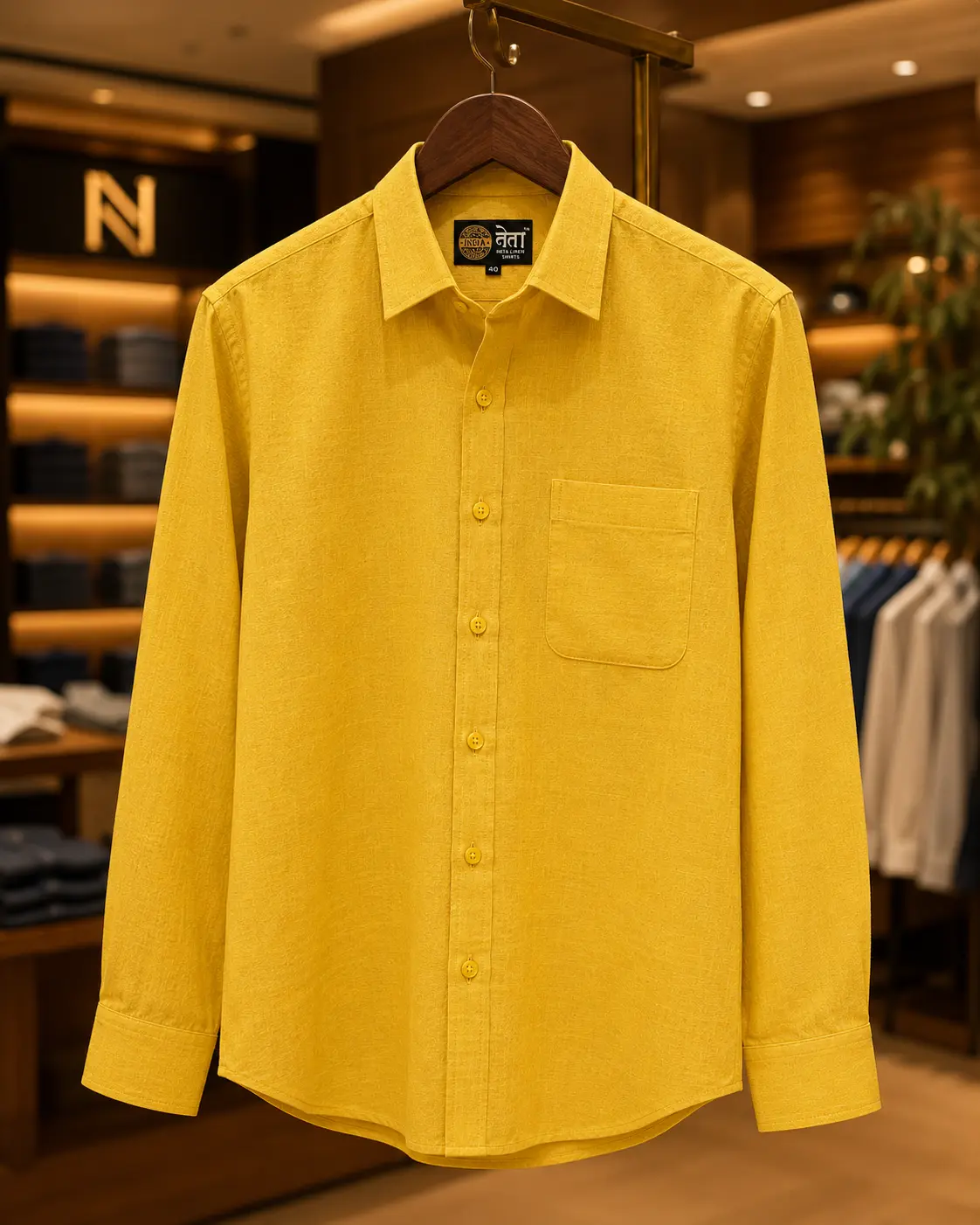 Neta Cotton Mustard Yellow Cotton Linen Blend Shirt for Men Neta Cotton Mustard Yellow Cotton Linen Blend Shirt for Men