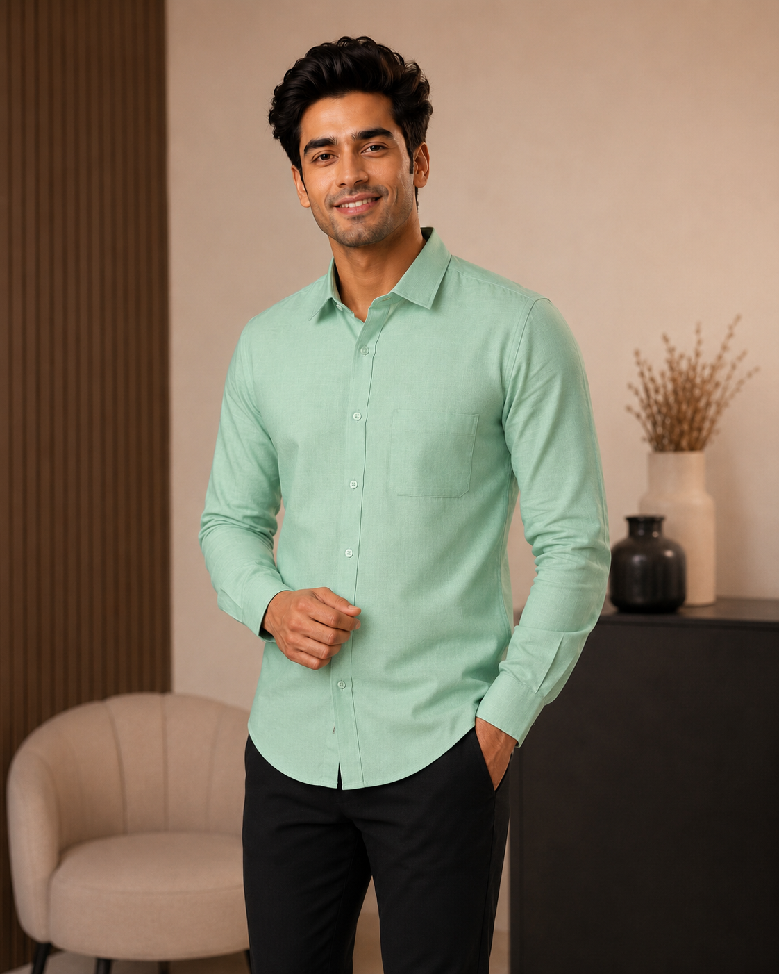 Light Green Premium Linen Shirt Light Green Premium Linen Shirt