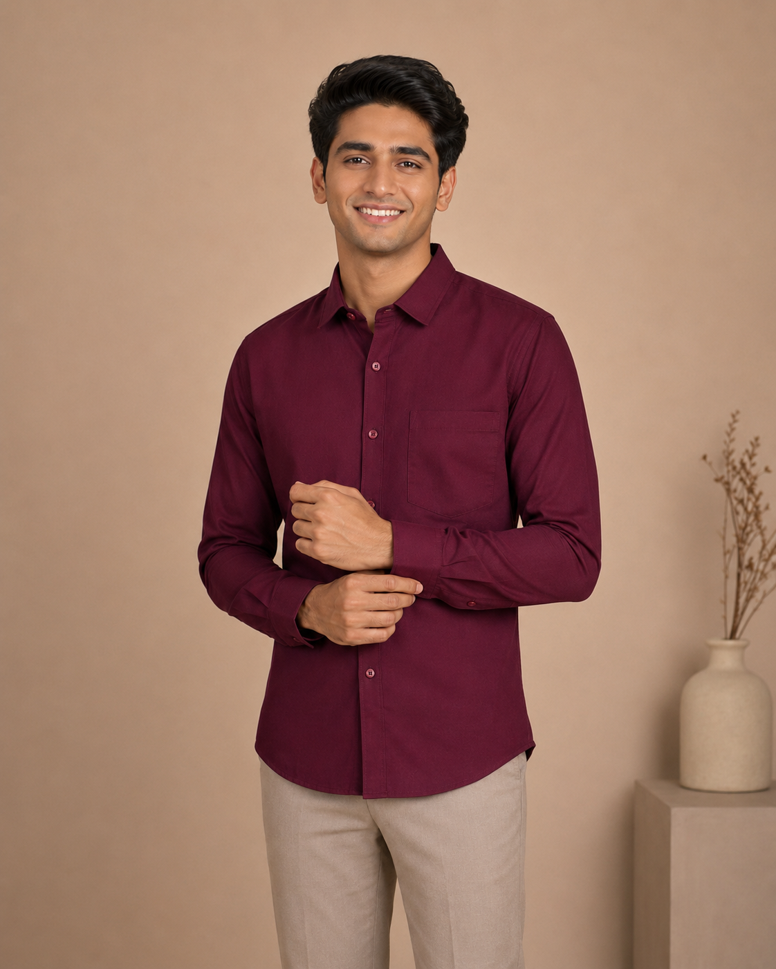 Maroon Premium Linen Shirt Maroon Premium Linen Shirt