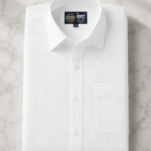 White Linen Cotton Blend Shirt for Men